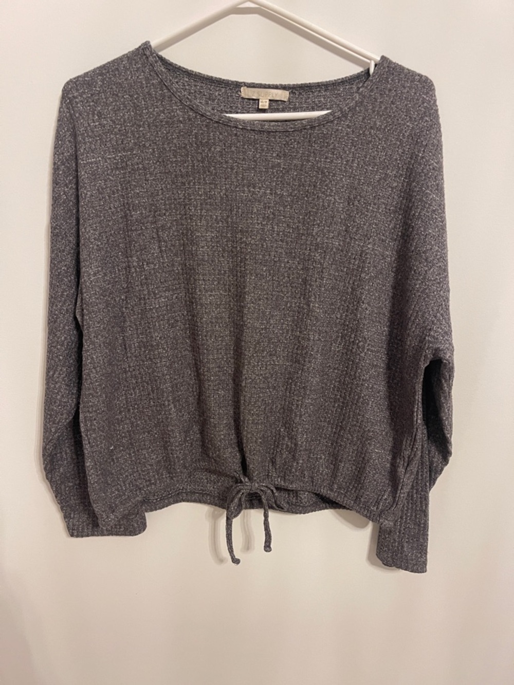 Z Supply Heather Gray Long Sleeve Drawstring Top